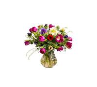 FLORES SOLIDARIAS - Ramo De Tulipanes Naturales -Ramo De Flores - Tulipanes con Anémonas - Ramos De Flores Naturales A Domicilio - Regalos San Valentin - Envio 24H