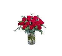 FLORES SOLIDARIAS - Ramos de Flores Naturales Rosas Rojas Eucalipto - Ramo Fresco de Calidad para Regalo, San Valentín, Día de la Madre, Bodas, Aniversarios, Cumpleaños y Decoración del Hogar