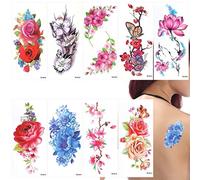 Flores tatuajes temporales etiqueta Lotus Flash Tattoo Pack de 9 hojas flores de cerezo