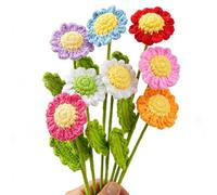Flores tejidas a ganchillo, 5 piezas de flores tejidas a ganchillo, adornos de flores tejidas a mano, flores artificiales para regalo del Día de la Madre, chicas, ramo de boda, aniversario, San