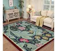 Flores Tradicionales, Alfombra botánica, acanto, Hoja de Clavel, Margaritas, alfombras de Suelo, Alfombra Moderna Antideslizante en la Entrada, Silla de café, 120x150cm