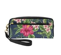 Flores Tropicales Frangipani Hibisco, Bolsa de Maquillaje Bolsa de cosméticos Bolsa de Aseo de Viaje portátil Estuche de Cuero para Mujeres y niñas