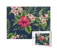 Flores Tropicales Frangipani Hibisco Naturaleza,Rompecabezas de Madera de 500 Piezas, Juego Familiar, Rompecabezas para Adultos, Adolescentes, decoración del hogar