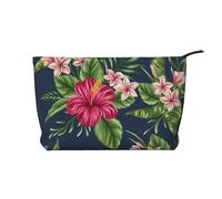 Flores Tropicales Frangipani Hibisco,Neceser de Pana, Neceser de Maquillaje portátil, Neceser de Viaje