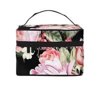 Flores Tropicales Frangipani HibiscoBolsa de Maquillaje, Bolsa de Cosméticos Portátil para Mujer-Organizador de Cosméticos de Viaje, Regalo para Momentos Especiales