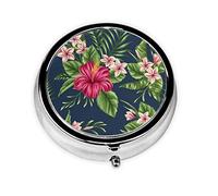 Flores tropicales Frangipani Hibiscus, Pastillero, Pastillero cuadrado para bolsillo o monedero Pastillero pequeño Organizador de pastillas de viaje