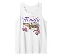 Flores Tropicales Retro de caimán de Florida, Estilo Sunshine State Camiseta sin Mangas