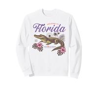 Flores Tropicales Retro de caimán de Florida, Estilo Sunshine State Sudadera
