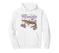 Flores Tropicales Retro de caimán de Florida, Estilo Sunshine State Sudadera con Capucha