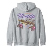 Flores Tropicales Retro de caimán de Florida, Estilo Sunshine State Sudadera con Capucha