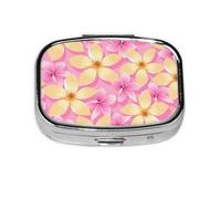 Flores tropicales rosadas y naranjas, Pastillero cuadrado para bolsillo o monedero, pequeño contenedor de pastillas, organizador de pastillas de viaje
