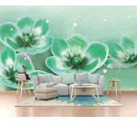 Flores Verdes Simples Frescas Y Tridimensionales 3D Papel Pintado Tapiz Textura de Seda Oficina Comedor Sofá Dormitorio Sala Estar TV Fondo Pantalla-150cm×105cm