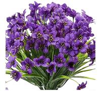 Flores violetas artificiales de plástico de 36 cm para decoración al aire libre, jardín, patio, uso en interiores, textura realista, moldeadas por inyección (morado)