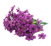 Flores violetas artificiales de seda impresas, tallos florales de tela realistas, plantas falsas resistentes a la intemperie para patio al aire libre e interior (morado)