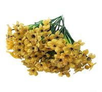 Flores violetas artificiales de seda impresas, tallos florales de tela realistas, plantas falsas resistentes a la intemperie para patio al aire libre e interior (amarillo)
