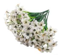 Flores violetas artificiales de seda impresas, tallos florales de tela realistas, plantas falsas resistentes a la intemperie para patio al aire libre e interior (blanco)