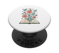 Flores y mariposas de un libro amantes de la lectura primavera PopSockets PopGrip Adhesivo