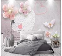 Flores Y Mariposas Rosas En Relieve Retro 3D Papel Pintado Pared Fácil Instalación Oficina Sala Estar Sofá Dormitorio TV Fondos Decoración-200cm×140cm