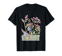 Flores y rana de jardín botánico de acuarela floral para mujer Camiseta