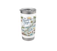 Florida Keys Mapa Iconos, Key West Vaso térmico de acero inoxidable de doble pared