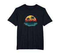 Florida Life: Paraíso Tropical Sunset Beach Camiseta, Hombre Tallas Grandes, Negro, 6X Alto