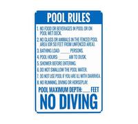 Florida Pool Rules No Diving Signo - Señal de advertencia de código de seguridad de piscina del estado de Florida, para el hogar, negocios, pared, precaución, decoración personalizada, 8 x 12 pulgadas