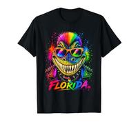 Florida Punk Alligator EDM Rainbow Mohawk con Gafas de Sol Camiseta gráfica económica, Hombre, Negro, L