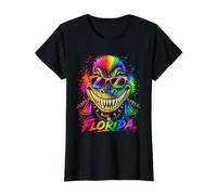 Florida Punk Alligator EDM Rainbow Mohawk con Gafas de Sol Camiseta gráfica económica, Mujer, Negro, L
