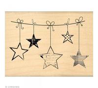 Florilèges FE213005 Diseño Sello Hanging Stars Scrapbooking Madera 6 x 8 x 2,5 cm