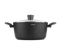 Florina Bono Cazuela Alta 24cm Inducción, 4L, Aluminio, fondo FULL INDUCTION, Tapa de Cristal, Antiadherente Mármol sin PFOA, Apta todas Cocinas, Vitrocerámica, Eléctrica, Halógena, Gas