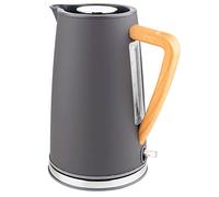 FLORINA Botti Nelly Hervidor de Agua Eléctrico Ultra Rápido, Inalámbrico sin Cable, Diseño Nórdico, 1,7 L, Asa Efecto Madera, Apagado Automático, Grafito, 2150W, 6C5436