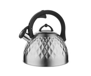 FLORINA Fenny 5C0225 Hervidor de agua de satén, inducción, 2 5 L, todo tipo de fuegos, mango de tacto frío, diseño moderno, acero inoxidable satinado 5C0225