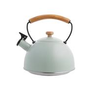 FLORINA Hervidor de Agua (2,3 l) I Tetera de Acero Inoxidable NATURA I Mango de Madera I Silbido Automático I Hervidor para Cocina de Inducción, Cocina a Gas y Cocina Eléctrica I Color: Menta