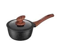 FLORINA MASTER BLACK Cacerola de aluminio 16 cm 1L | Revestimiento antiadherente | Para todo tipo de placas, incluida inducción | Tacto suave ergonómico | Tapa con borde de silicona