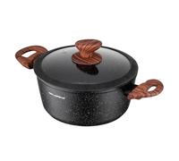 FLORINA MASTER BLACK Cacerola de aluminio 28 cm 6,5L | Revestimiento antiadherente | Para todo tipo de placas, incluida inducción | Asas ergonómicas soft-touch