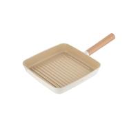 FLORINA Nube sartén grill de aluminio | 26x26 cm | Aluminio fundido | Apta para inducción | Revestimiento cerámico resistente a arañazos | Mango suave al tacto efecto madera | Resistente al calor