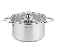 FLORINA Olla Acero Inoxidable (6 l) I 24 cm de Diámetro I Olla Ahorradora de Energía FALCON I Olla con Tapa de Vidrio y Escala Medidora I Todos los Tipos de Cocinas I Apta para Lavavajillas