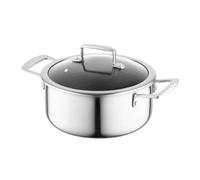 FLORINA Olla de acero inoxidable ARISTO 24 cm 4,5 l con tapa de cristal | Para placas de inducción, gas, eléctricas | Con efecto panal | Puedes hornearlo en el horno | Tapa resistente al calor