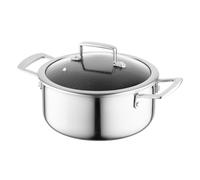 FLORINA Olla de acero inoxidable ARISTO de 28 cm y 7,2 l con tapa de cristal | Para placas de inducción, gas, eléctricas | Con efecto panal | Puedes hornearlo en el horno | Tapa resistente al calor