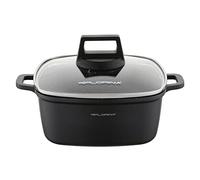 FLORINA Olla de aluminio (2,6 l) | profundidad x ancho x alto: 20 x 20 x 8 cm | Olla con tapa de cristal - antiadherente | olla de inducción - rectangular | ideal para cocinas de inducción, cocina de