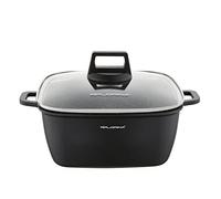 FLORINA Olla de aluminio (4,6 l) | profundidad x ancho x alto: 24 x 24 x 11 cm | Olla con tapa de cristal - antiadherente | olla de inducción - rectangular | ideal para cocinas de inducción, cocina de