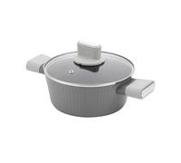 FLORINA Olla de aluminio Serrano 2,1 l 20 cm I Ollas con asas de tacto suave I Olla ligera y duradera I Revestimiento antiadherente I Estructura estriada | Olla de diseño elegante