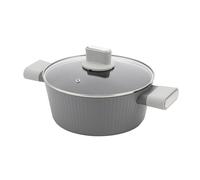 FLORINA Olla de aluminio Serrano 3,7 l 24 cm I Ollas con asas de tacto suave I Olla ligera y duradera I Revestimiento antiadherente I Estructura estriada | Olla de diseño elegante
