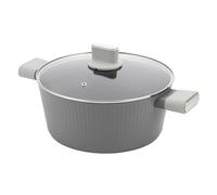 FLORINA Olla de aluminio Serrano 6,1 l 28 cm I Ollas con asas de tacto suave I Olla ligera y duradera I Revestimiento antiadherente I Estructura estriada | Olla de diseño elegante