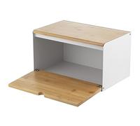 Florina Panera BRUSTO 35,5 x 21,5 x 19,5 cm I Acero con Tapa de Bambú I Panera Espaciosa y Moderna I Conservación de Pan Más Fresco I Contenedor de Pan para Cocina I Color: Blanco