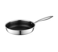 FLORINA Sartén de acero inoxidable ARISTO | 28 centímetros | Estructura de 3 capas | Recubrimiento antiadherente con efecto panal | Apto para horno | Mango ergonómico | Para todo tipo de estufas