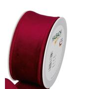 FloristryWarehouse Cinta de tela de terciopelo rojo burdeos de 50 mm de ancho en rollo de 8 m con borde de alambre