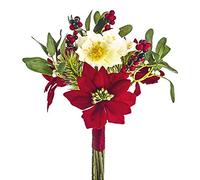 FloristryWarehouse Ramo de rosas artificiales de Navidad, muérdago y bayas de 30 cm