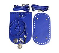 Florisync Mochila para bolso de mano con correa ajustable de piel sintética, fundas inferiores con cordón para mochilas tejidas a mano, suministros de fabricación de bolsas de ganchillo, Blue, One