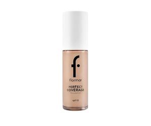 Flormar Perfect Coverage Foundation - base líquida de alta cobertura con SPF 15, hidratante con aceite de oliva y almendras, larga duración, equilibrio hidratante, para todo tipo, 101 Pastelle